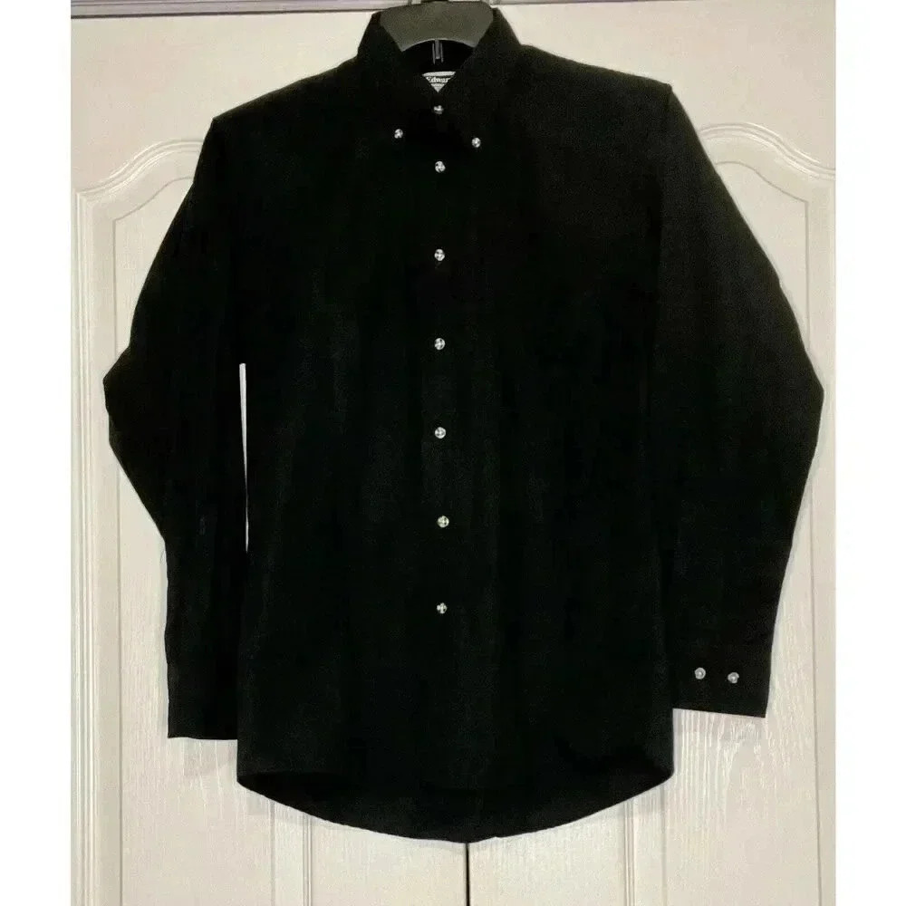 Edwards Men's Black Long Sleeve‎ Button Up Dress Shirt Style 1280-010 Size S 33